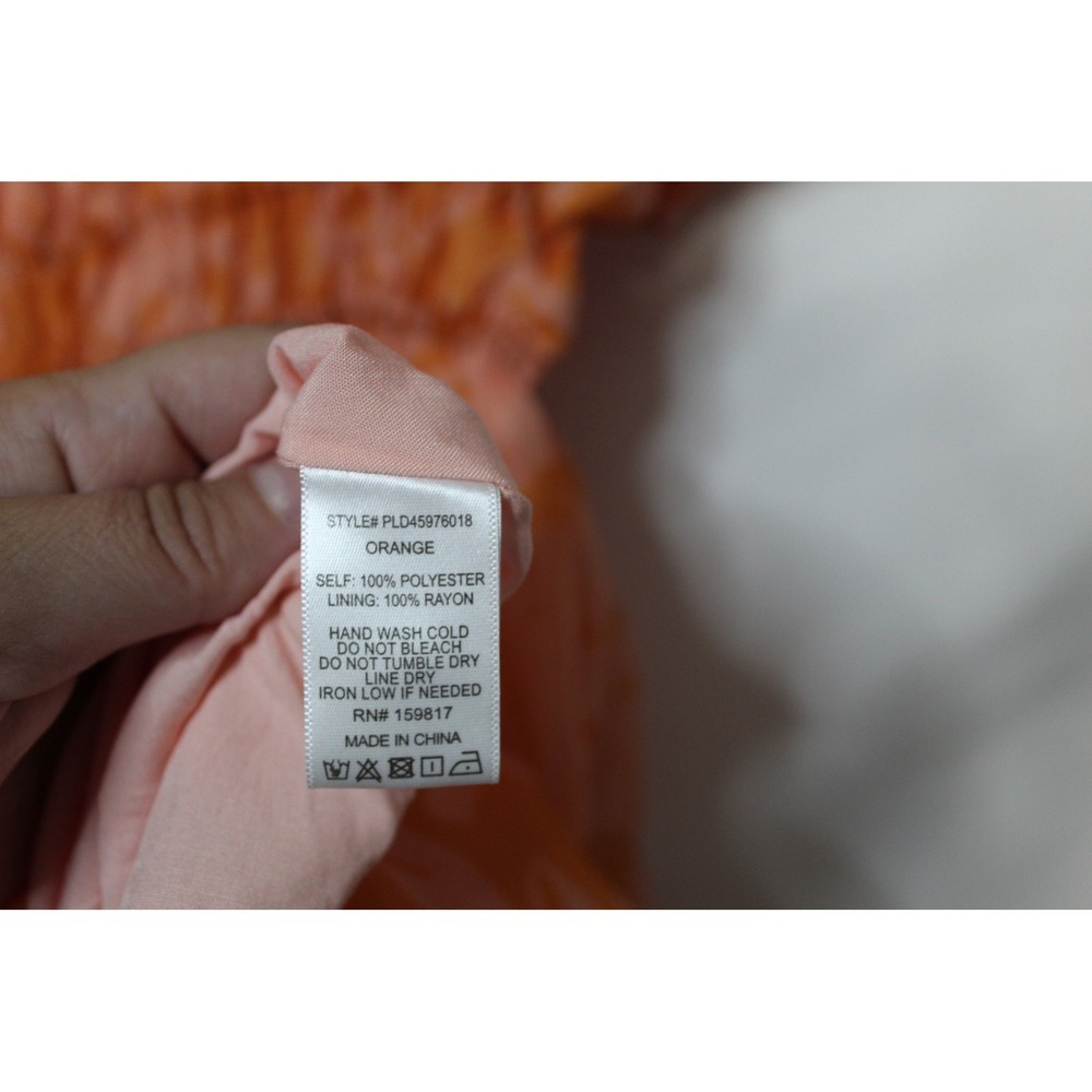 Arula women's dress size XL Sonya orange organza floral mini puff sleeve summer - Picture 8 of 12